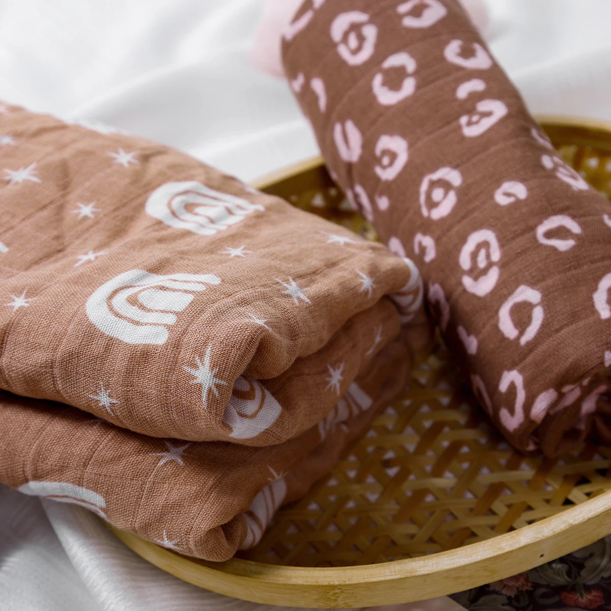 3PCS Bamboo Cotton Muslin Swaddle Blankets,Soft Baby Sleeping Baby Quilt,